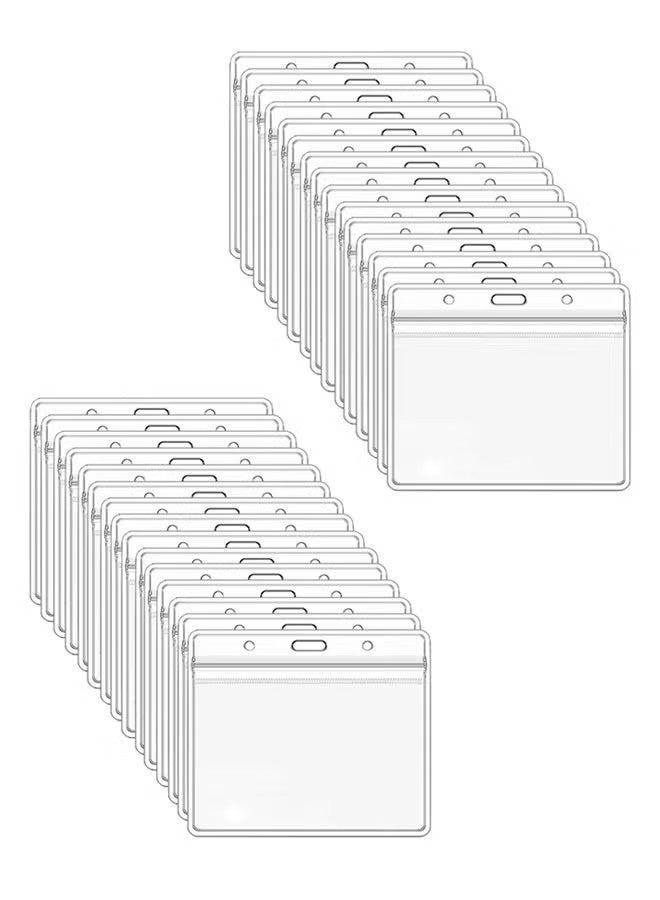 حامل شارة أفقي شفاف مكون من 20 قطعة، حامل بطاقة هوية قابل للغلق ومقاوم للماء، حامل شارة اسم بلاستيكي للمكتب والمدرسة والمؤتمرات - Image 1