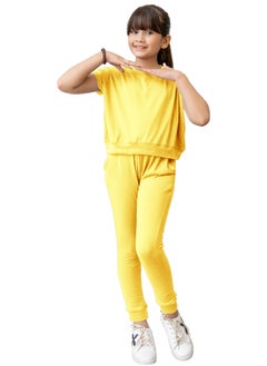 Selecta Now Kids Girls Yellow T-Shirt Top & Legging Set Soft Stretchable Cotton Casual Outfit Comfortable & Stylish Everyday Wear Co-Ord Set  - Image 4