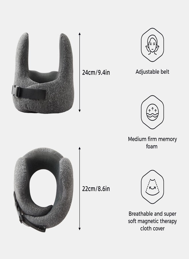 Jamdok Travel Neck Pillow, Memory Foam Head Support, Adjustable Clasp, Gray with Storage Bag - Image 4
