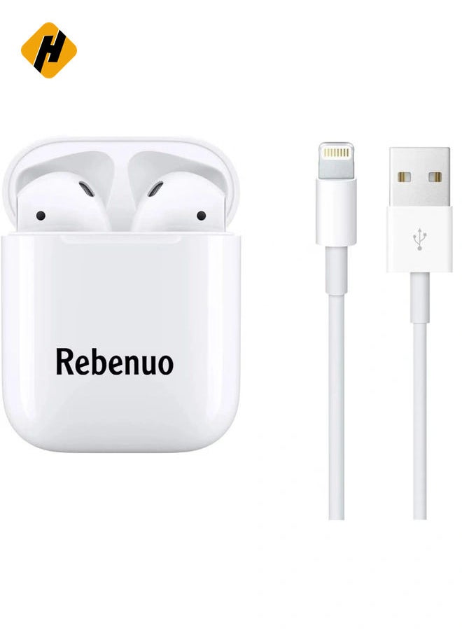 HuHa - REBENUO True Wireless Bluetooth Earpods Headset with Wireless Charging (White, Version 5.0) - 80 Hours Standby, 400mAh Charging Box - Image 1