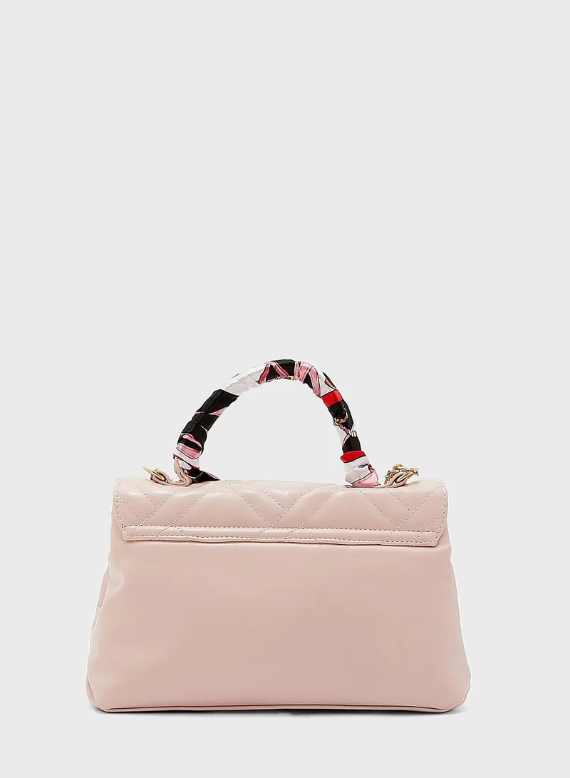 ELLA Quilted Satchel Handbag With Scarf Tie Handle