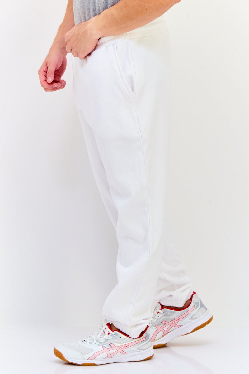 Celio Men Regular Fit Graphic Print Stretchable Jogger Pants, White - Image 3