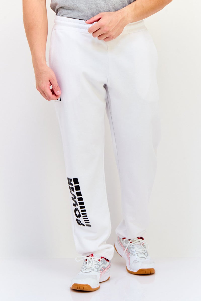 Celio Men Regular Fit Graphic Print Stretchable Jogger Pants, White - Image 1