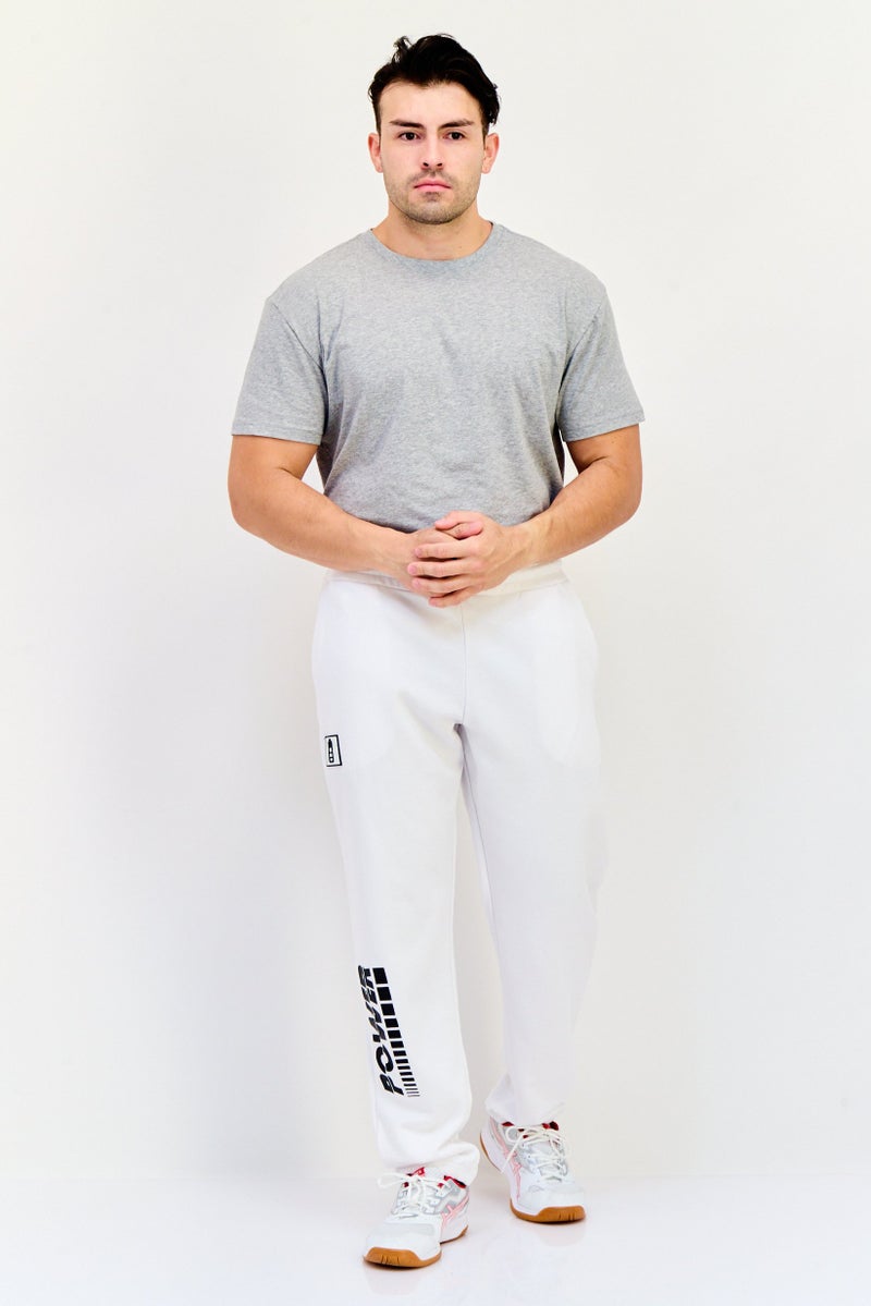 Celio Men Regular Fit Graphic Print Stretchable Jogger Pants, White - Image 4