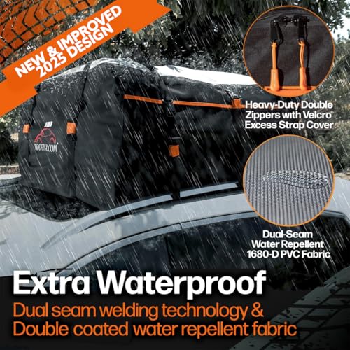 RoofPax XXL 28 cuft Car Rooftop Cargo Carrier Bag Extra Waterproof Car Roof Storage with 10 Heavy Duty Tie Down Straps and 4 Hooks Roof Bag Cargo Carrier for Top of Vehicle with/Without Rack - Image 3