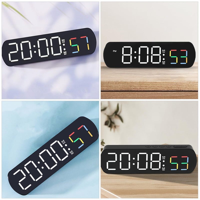 Digital LED Alarm Clock with Temperature Display Dual Alarm Countdown Timer Black Battery Operated - Image 4