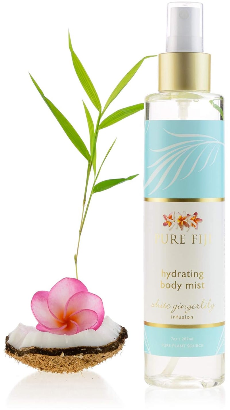 PURE FIJI Hydrating Body Oil Mist  Moisturizing Body Oil After Shower  Hair and Spray Moisturizer for Body with Vitamin E White Gingerlily 7 oz