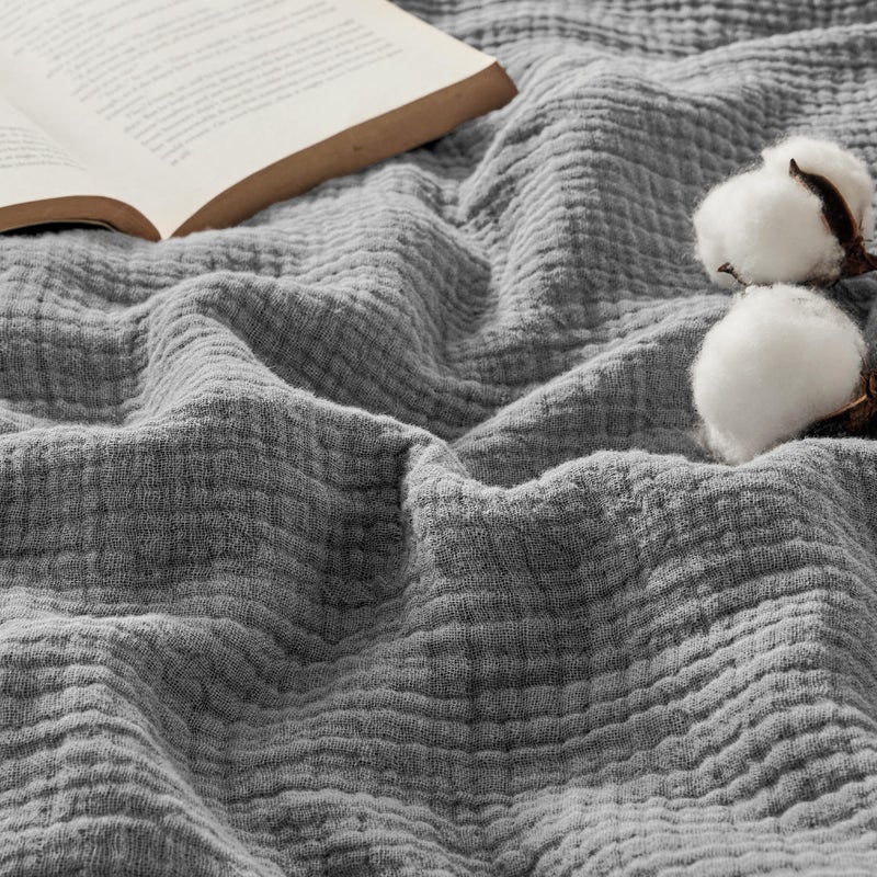 SE SOFTEXLY Boho Throw Blanket for Bed 80 x90   100% Cotton Woven Blanket for Couch Sofa  Ultra Soft 4-Layer Muslin Quilt with Diamond Pattern  Farmhouse Bed Blanket/Cover for Living Room Decor - Image 2