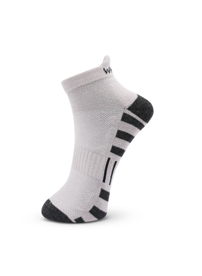 White Leaf Men’s Half-Terry Low-Cut Sneaker Socks – 3 Pairs (Light Grey, White, Black) – Breathable, Moisture-Wicking, Stay-Up Grip, OEKO-TEX & ECAS Certified, Free Size - Image 3