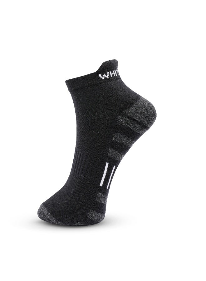 White Leaf Men’s Half-Terry Low-Cut Sneaker Socks – 3 Pairs (Light Grey, White, Black) – Breathable, Moisture-Wicking, Stay-Up Grip, OEKO-TEX & ECAS Certified, Free Size - Image 2
