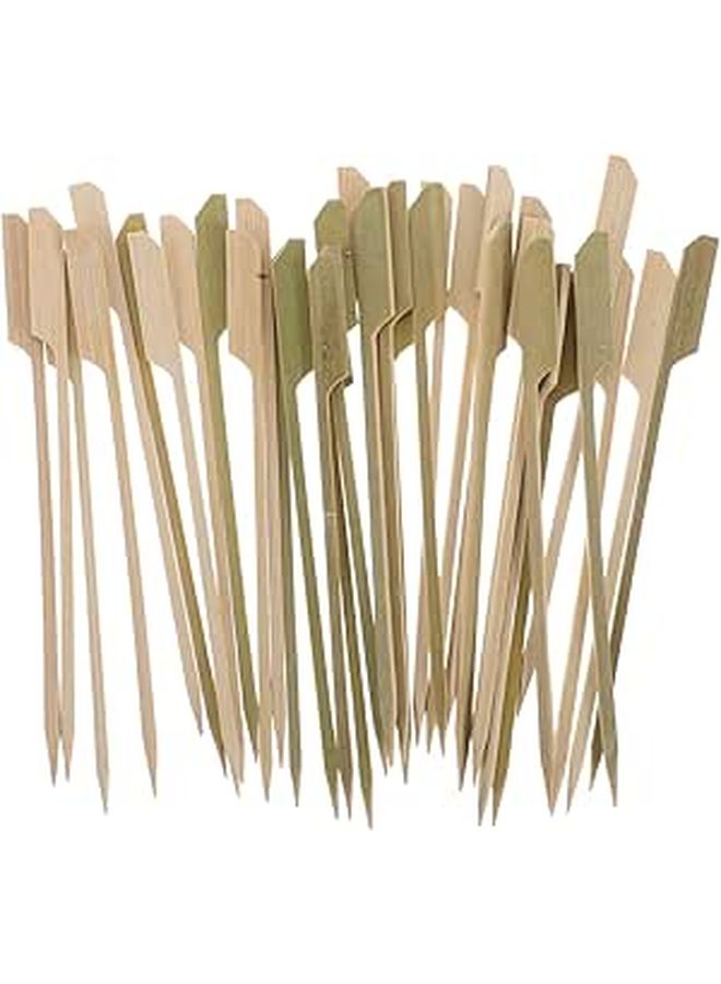 100 Pcs 15cm Flat Bamboo Paddle Skewers Handle Square BBQ Sticks For Grilling Appetizers Fruit And Party Cooking - Image 1