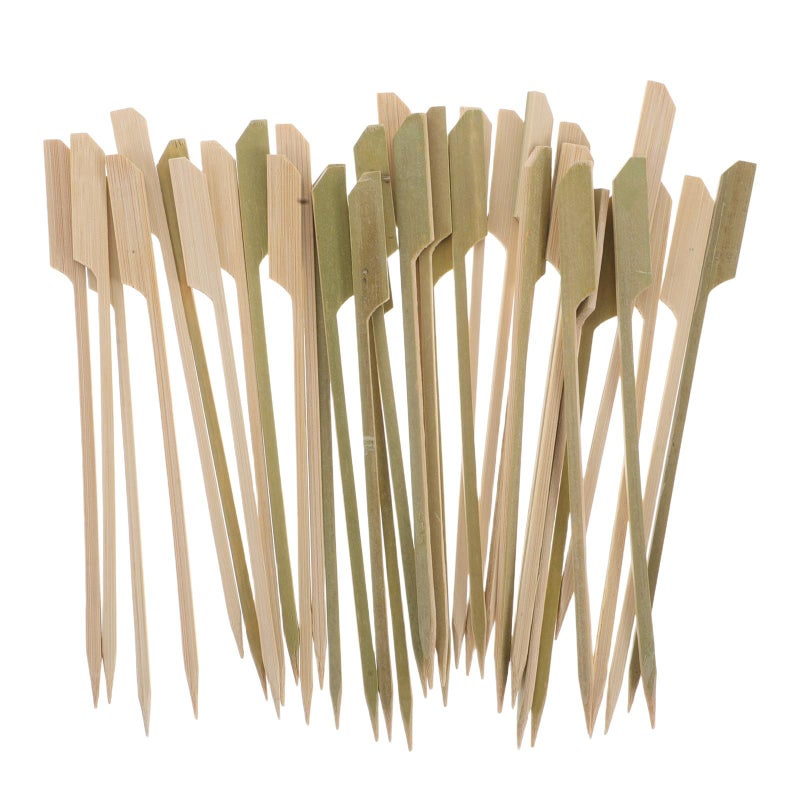 100 Pcs 15cm Flat Bamboo Paddle Skewers Handle Square BBQ Sticks For Grilling Appetizers Fruit And Party Cooking - Image 2