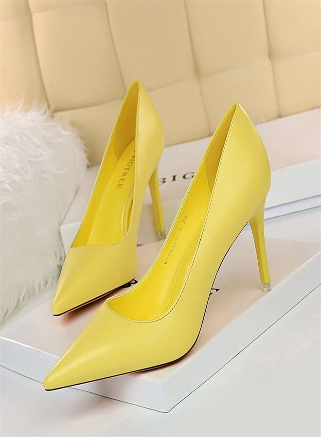 BIGTREE Fashion Simple High Heels 7.5CM Yellow