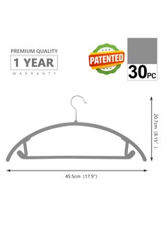 Red Dot Gift Premium Velvet Hangers (Pack of 30) Heavyduty- Non Slip No Shoulder Bump Suit Hangers - Chrome Hooks,Space Saving Clothes Hangers,Rounded Hangers for Coat,Sweater,Jackets,Pants,Shirts (Gray), One Size  - Image 5