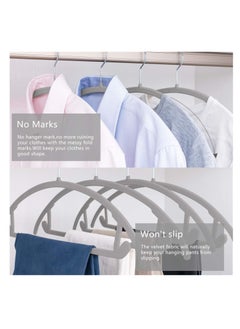Red Dot Gift Premium Velvet Hangers (Pack of 30) Heavyduty- Non Slip No Shoulder Bump Suit Hangers - Chrome Hooks,Space Saving Clothes Hangers,Rounded Hangers for Coat,Sweater,Jackets,Pants,Shirts (Gray), One Size  - Image 3