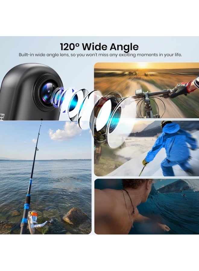 UV Enterprises 4k Action Camera,Mini Vlogging Camera,Small Body Camera with IPX7 Waterproof,Underwater Camcorder Body Camera with 120° Wide Angle, POV Recording for Diving with Accessories Helmet Cam for Motorcycle, Cycling Hands-Free POV Recording compact tiny Camera/thumb Camera Mini Sports Camera - Image 2