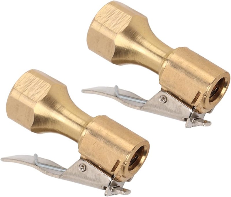 Brass Tire Chuck with Locking Clip 2PCS Universal Inflator Pump Nozzle Connector - Image 5