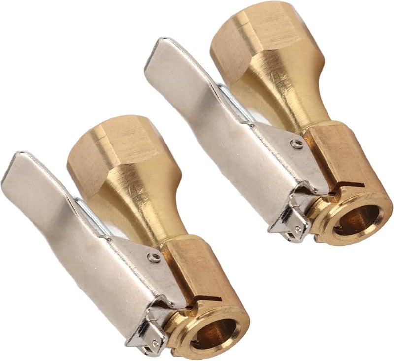 Brass Tire Chuck with Locking Clip 2PCS Universal Inflator Pump Nozzle Connector - Image 4