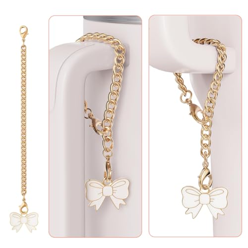 HASTHIP® Stanley Cup Accessories, Bow Straw Covers & Chain Bow Charms, Sweet Stylish Silicone Bow Straw Tip Covers, 10mm Dia Straw Topper for Stanley 30&40 Oz Tumbler (Cup NOT Included) - Image 5
