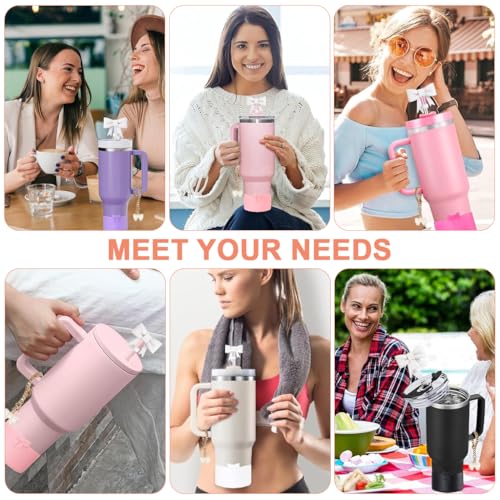 HASTHIP® Stanley Cup Accessories, Bow Straw Covers & Chain Bow Charms, Sweet Stylish Silicone Bow Straw Tip Covers, 10mm Dia Straw Topper for Stanley 30&40 Oz Tumbler (Cup NOT Included) - Image 4