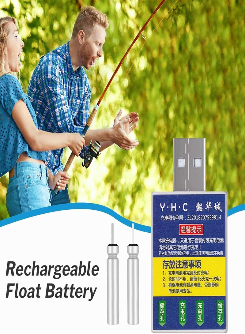 GGOOT 2 Pcs Fishing Float Battery CR425 Electronic USB Charger | Fishing Float Battery USB Rechargeable Electronic Float CR425 Battery Set,Electronic Charger for Night Fishing Glow Stick Floats - Image 3