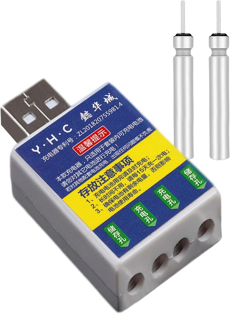 GGOOT 2 Pcs Fishing Float Battery CR425 Electronic USB Charger | Fishing Float Battery USB Rechargeable Electronic Float CR425 Battery Set,Electronic Charger for Night Fishing Glow Stick Floats - Image 1