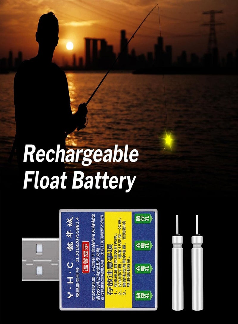 GGOOT 2 Pcs Fishing Float Battery CR425 Electronic USB Charger | Fishing Float Battery USB Rechargeable Electronic Float CR425 Battery Set,Electronic Charger for Night Fishing Glow Stick Floats - Image 2