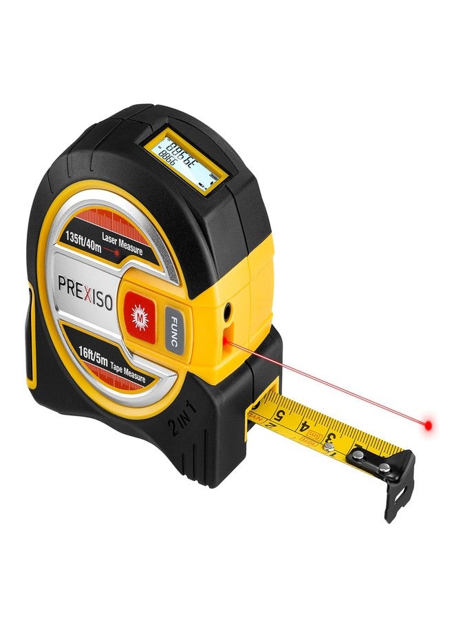 PREXISO 2-in-1 Laser Tape Measure - NOT Digital - 135Ft Laser Measurement Tool & 16Ft Measuring Tape with Auto Lock & Movable Magnetic Hook - Pythagorean, Area, Volume, Ft/Ft+in/in/M Unit-NOT Digital - Image 1