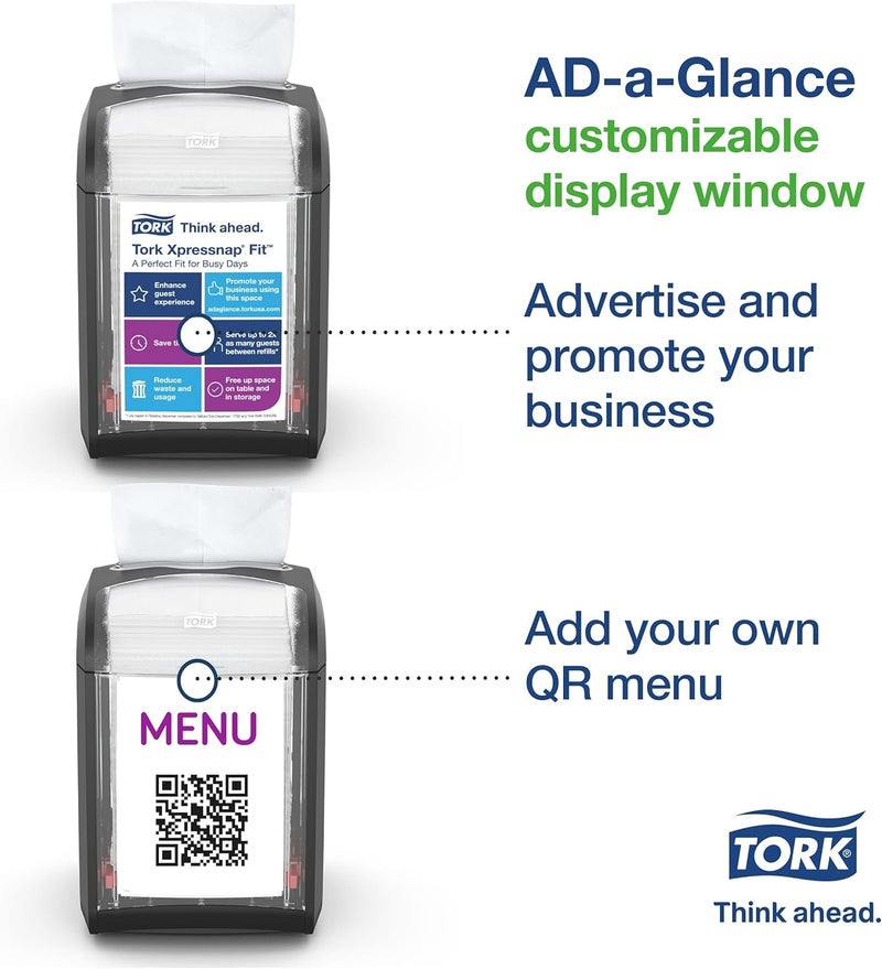 Tork Xpressnap Fit Tabletop Napkin Dispenser Black N14, Signature Range, One-at-a-time Dispensing, 6.7" x 4.4" x 5.6", 7232001 - Image 3