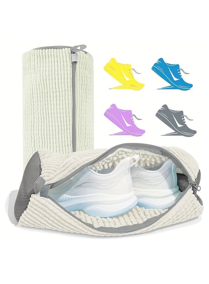 HOMESTAR Shoe Washing Machine Bag – 2PCS Reusable Laundry Shoe Cleaning Bag for Washer and Dryer, Fits All Shoe Types & Sizes, Sneaker and Tennis Shoe Care Organizer (Rice White) - Image 1