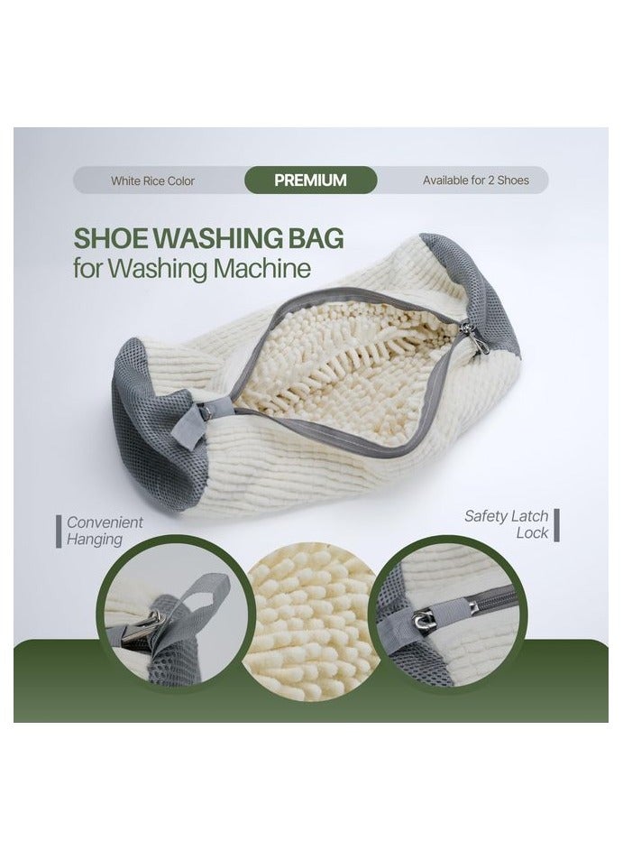 HOMESTAR Shoe Washing Machine Bag – 2PCS Reusable Laundry Shoe Cleaning Bag for Washer and Dryer, Fits All Shoe Types & Sizes, Sneaker and Tennis Shoe Care Organizer (Rice White) - Image 3