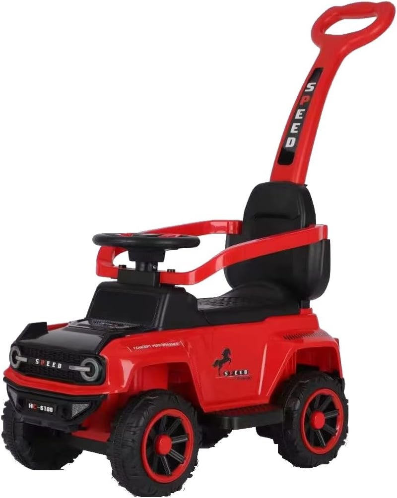Leno 2 in 1 Baby Ride on Car, Baby Walker with Push Handle, Sports Jeep Design, Multifunctional Indoor and Outdoor C618L Color (Red) - Image 1