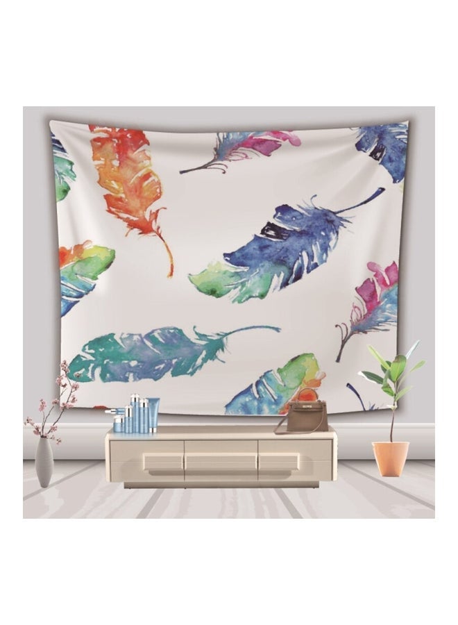 NIBEMINENT Qiangtie Bohemia Style Feathers Pattern Tapestry White/Purple/Green 150x200cm