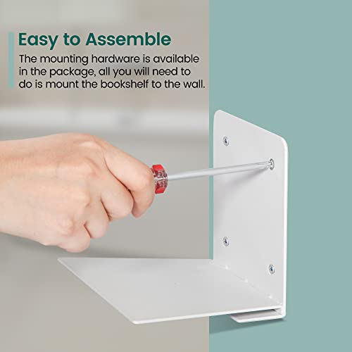 STORAGE MANIAC Floating Book Shelves for Wall Mounted Invisible Floating Bookshelves Heavy-Duty Steel Hidden Bookshelf Hanging Bookshelves for Bedroom Living Room Office, White 4-Pack Large - Image 5