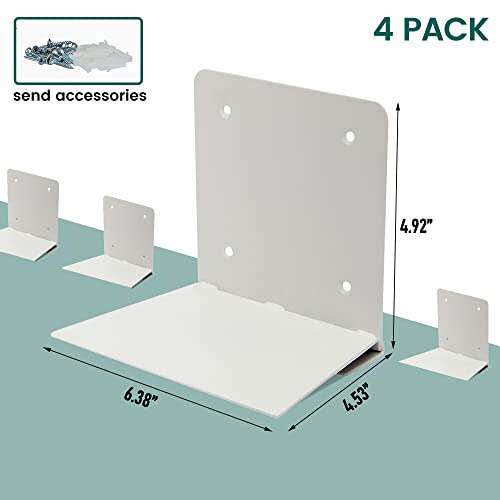 STORAGE MANIAC Floating Book Shelves for Wall Mounted Invisible Floating Bookshelves Heavy-Duty Steel Hidden Bookshelf Hanging Bookshelves for Bedroom Living Room Office, White 4-Pack Large - Image 3
