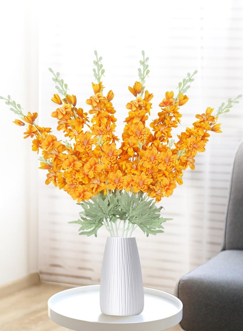 6PCS Orange Silk Delphinium Artificial Flowers - 34in Long Stem Faux Larkspur Arrangements, Realistic Touch for Home, Wedding, and Party Decor - Image 5