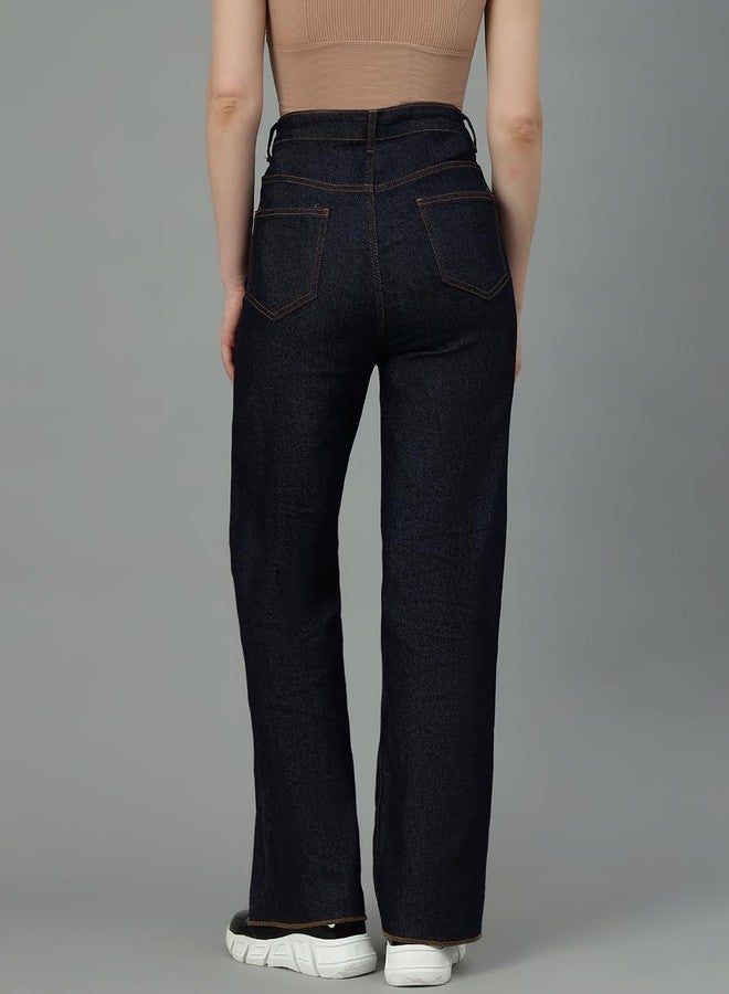 KOTTY Womens Solid High Rise Cotton Lycra Blend Relaxed Fit Jeans - Image 4