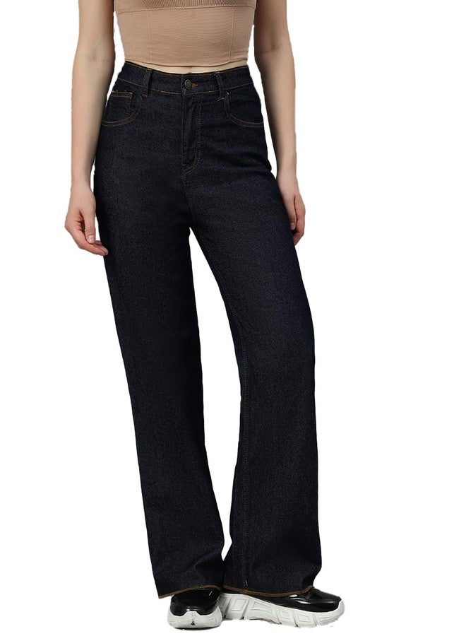 KOTTY Womens Solid High Rise Cotton Lycra Blend Relaxed Fit Jeans - Image 1