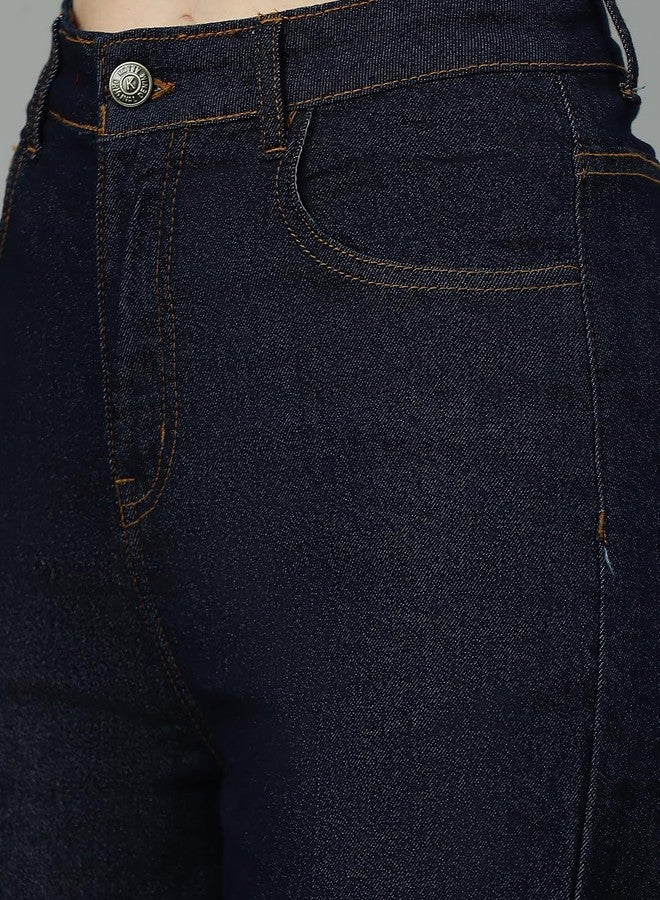 KOTTY Womens Solid High Rise Cotton Lycra Blend Relaxed Fit Jeans - Image 2