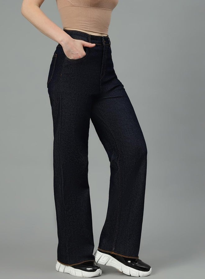 KOTTY Womens Solid High Rise Cotton Lycra Blend Relaxed Fit Jeans - Image 5