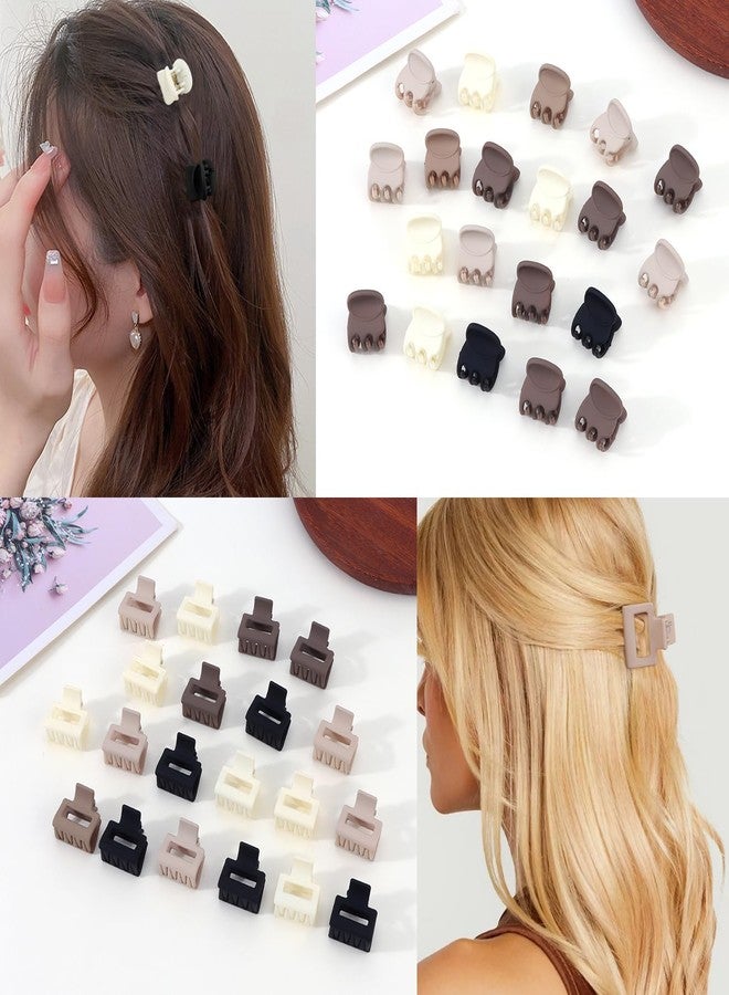 Atoden Mini Hair Clips Small Square Hair Clips 40Pcs Cute Tiny Claw Clips for Bangs Thin Fine Hair Barrettes Decorative Hair Accessories for Women Girls (Neutral, Random Color) - Image 2