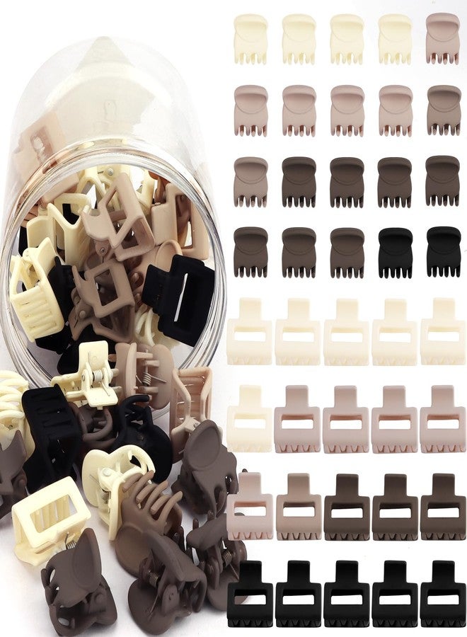 Atoden Mini Hair Clips Small Square Hair Clips 40Pcs Cute Tiny Claw Clips for Bangs Thin Fine Hair Barrettes Decorative Hair Accessories for Women Girls (Neutral, Random Color) - Image 1