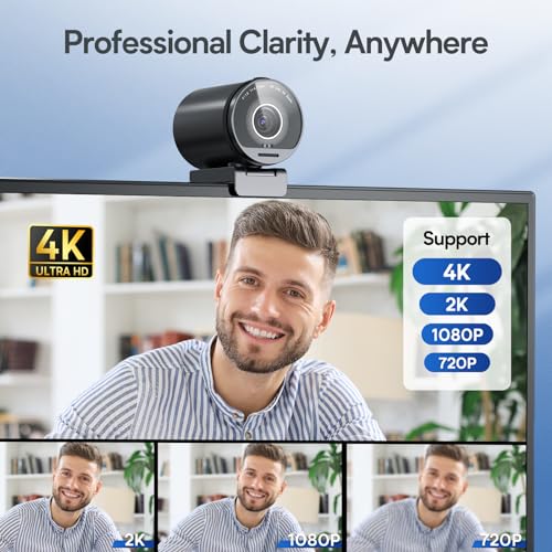 EMEET SmartCam S800-4K Webcam with Tripod for Streaming, Sony 1/2'' Sensor, Supports HDR, PDAF&TOF Dual-autofocus, 1080P@60FPS, Adjustable Heights with 360° Swivel Head, Perfect for Live Streaming - Image 4