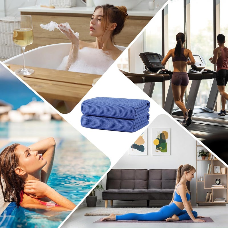 Polyte Microfiber Oversize Quick Dry Lint Free Waffle Bath Towel for Body, 60 x 30 in, Set of 2 - Image 5