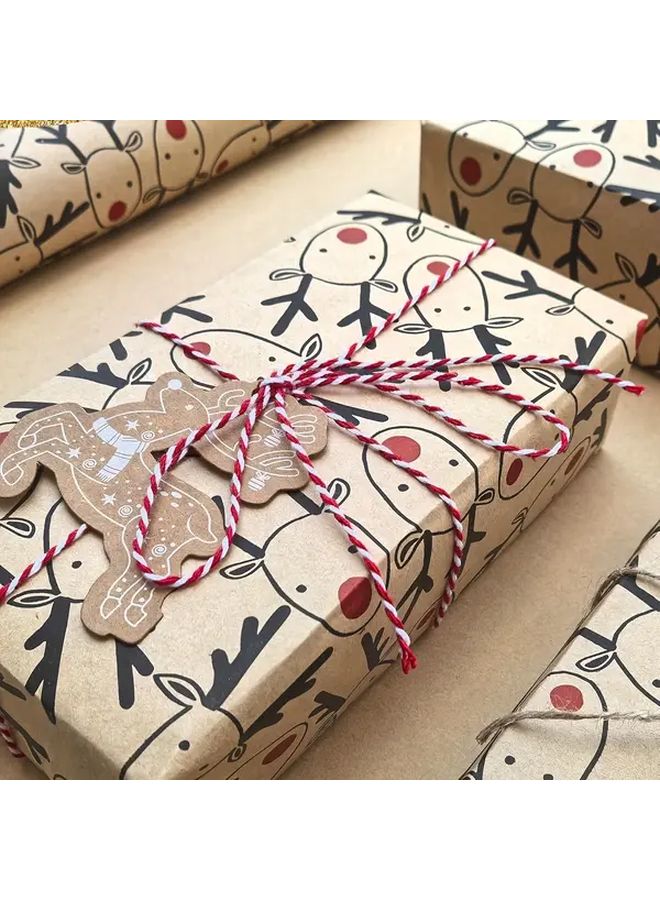 Brown Kraft Reindeer Gift Wrapping Paper For Holiday Presents Christmas Birthdays - Image 1
