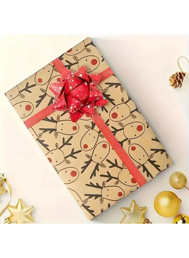 Brown Kraft Reindeer Gift Wrapping Paper For Holiday Presents Christmas Birthdays - Image 5