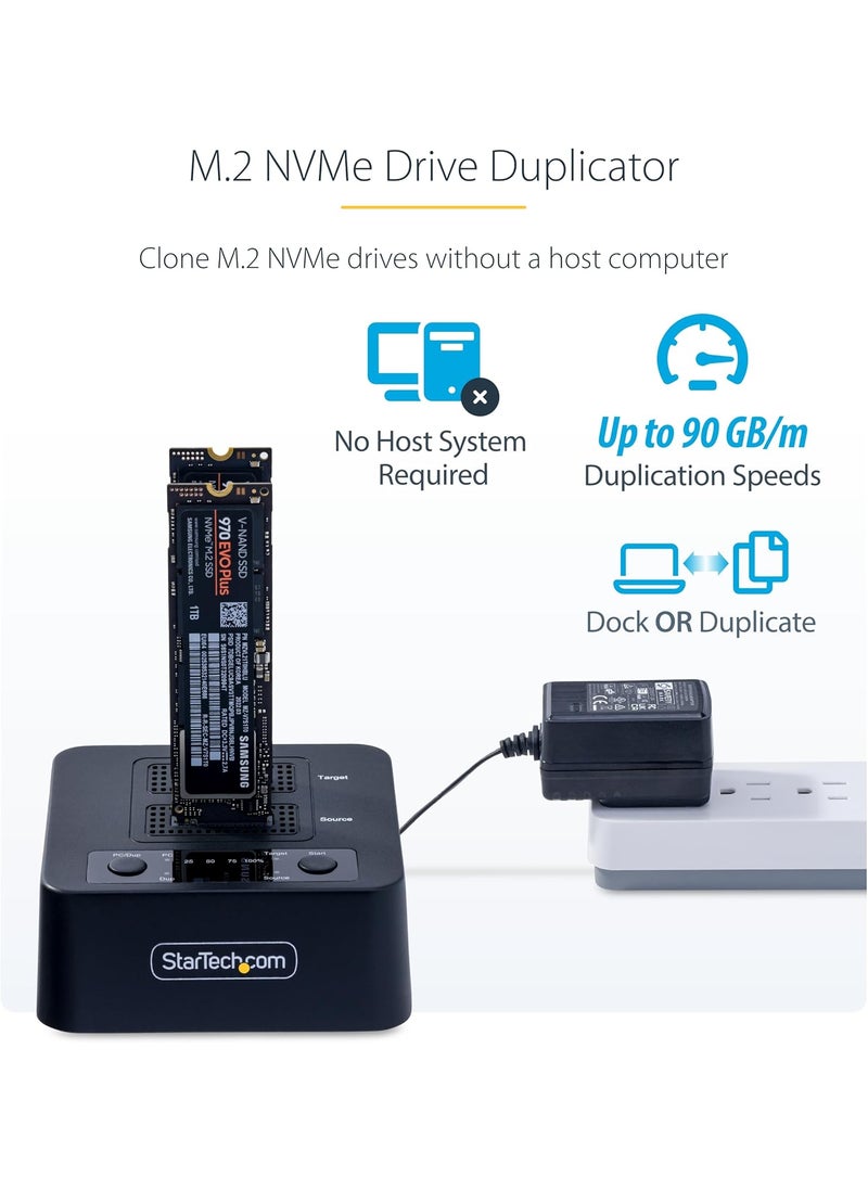StarTech StarTechcom 11 M2 NVMe Drive Duplicator 90GBpm Standalone M2 SSD ClonerCopier USBC 32 20Gbps M2 DualBay Drive Dock  - Image 2