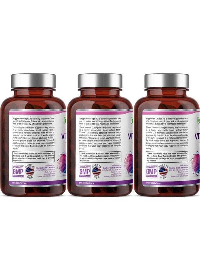 biophix Vitamin D-3 10000 IU 380 Softgels 3 Pack - High-Potency in Extra Virgin Olive Oil Non-GMO Soy-Free Supports Strong Bones Immune Health - Image 2