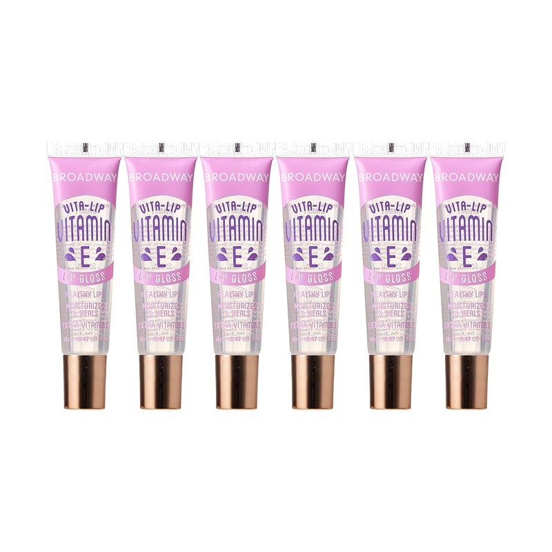 Ruby Kisses Broadway VitaLip Clear Lip Gloss Vitamin E 6 Pack UltraHydrating  Soothing Formula with MultiVitamin Oils HighShine NonSticky Finish Healing Lip Balm for Healthy Lips
