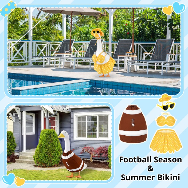 Booson 10 Pack Holiday Porch Goose Outfits Christmas Valentine St. Patrick Easter 4th of July Halloween Football Back to School All Seasons Theme for 23 Inch Lawn Patio Yard Decor - Image 5
